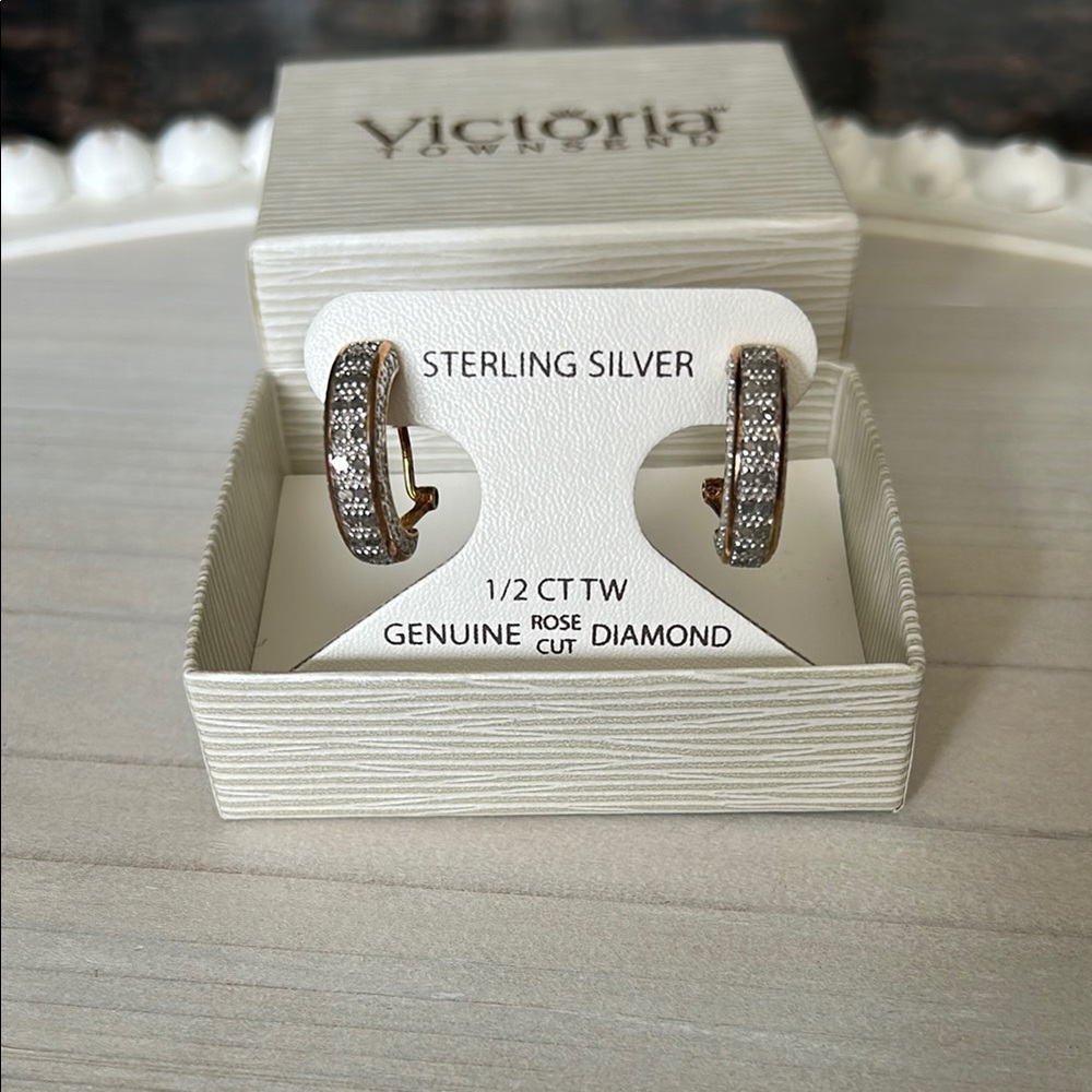 Victoria Townsend Sterling Silver Diamond Hoop Earrings